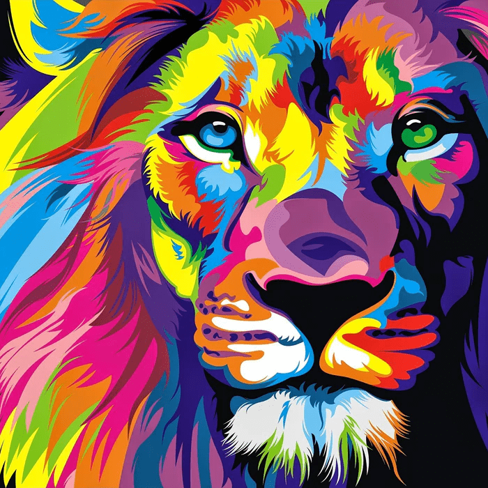 Papier peint panoramique lion color pop, XXL, tendance