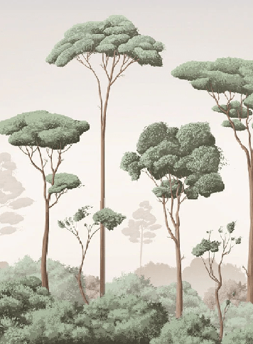 Papier peint brise légère pinède