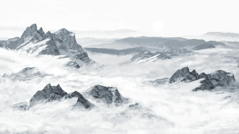 Papier peint panoramique montagne bleu