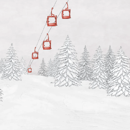 Carta da parati montagna cabinovia rossa