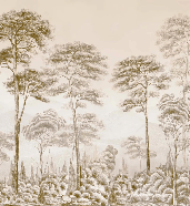 Naturtapete Pinienwald Sepia