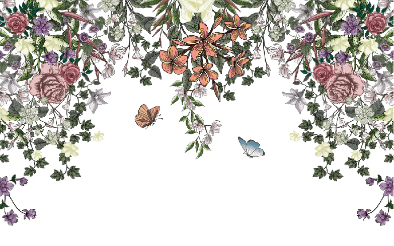 Papier peint panoramique fleur Spring Floral