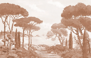 Papier peint balade dans les calanques terracotta, XXL, tendance