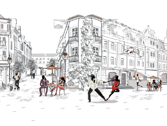 Papier peint restaurant balade parisienne