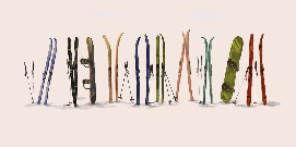 Papier peint skis colorés beige - Muralconcept