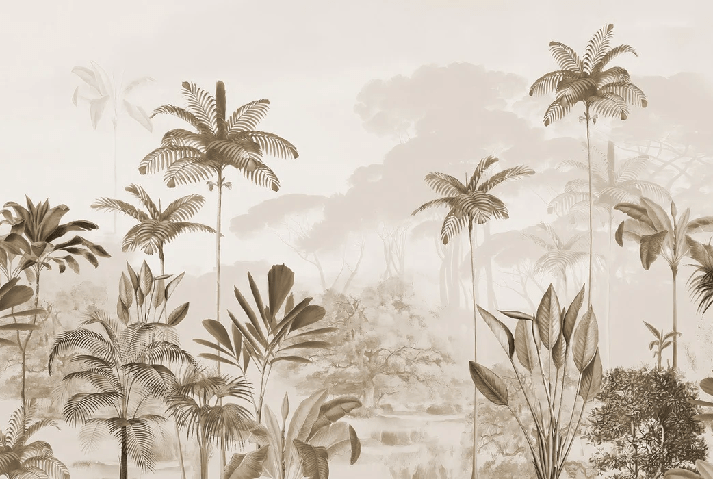 Papier peint panoramique jungle eden sépia - Muralconcept