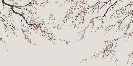 Papier peint panoramique Sakura beige