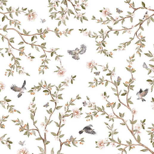 Carta da parati con uccellini per camera bambino