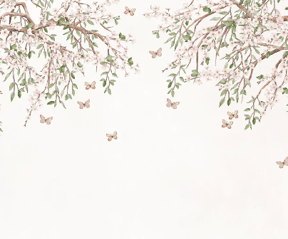 Papier peint papillons et fleurs - Muralconcept