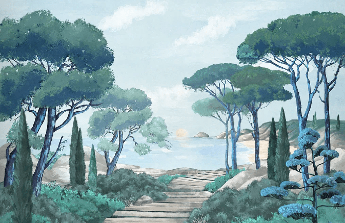 Papier peint balade dans les calanques - Muralconcept