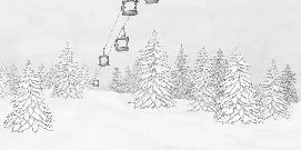 Papier peint montagne télécabine noir & blanc - Muralconcept