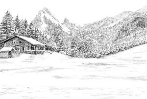 Papier peint montagne Suisse - Dent d'Oche - Muralconcept