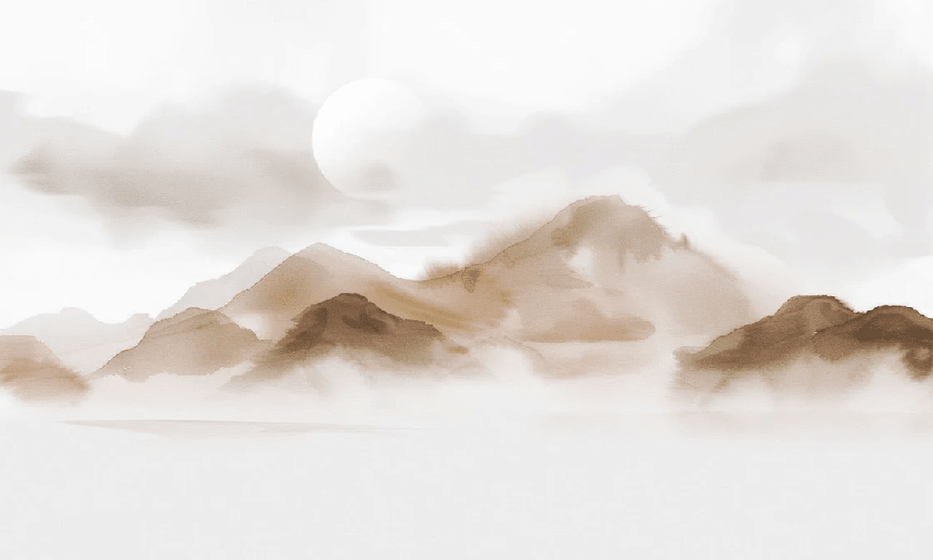 Papier peint montagnes voilées – Lueur sépia - Muralconcept