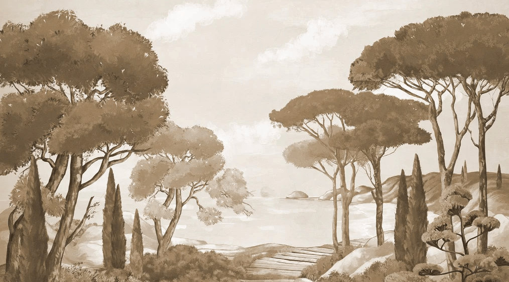 Papier peint balade dans les calanques monochrome - Muralconcept