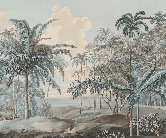 Papier peint paysage Célèbes bleuté, XXL, tendance