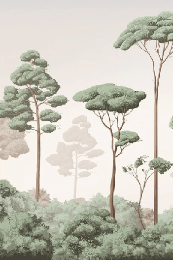 Papier peint brise légère pinède