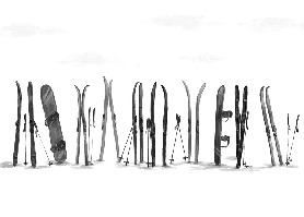 Papier peint panoramique skis colorés