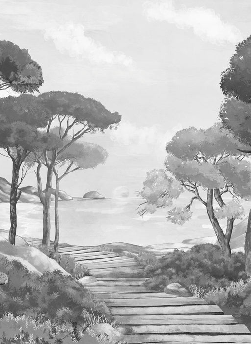 Carta da parati passeggiata nelle calanques in bianco e nero