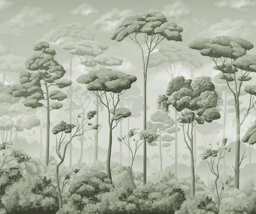 Papier peint panoramique pinède volupté vert, XXL, tendance