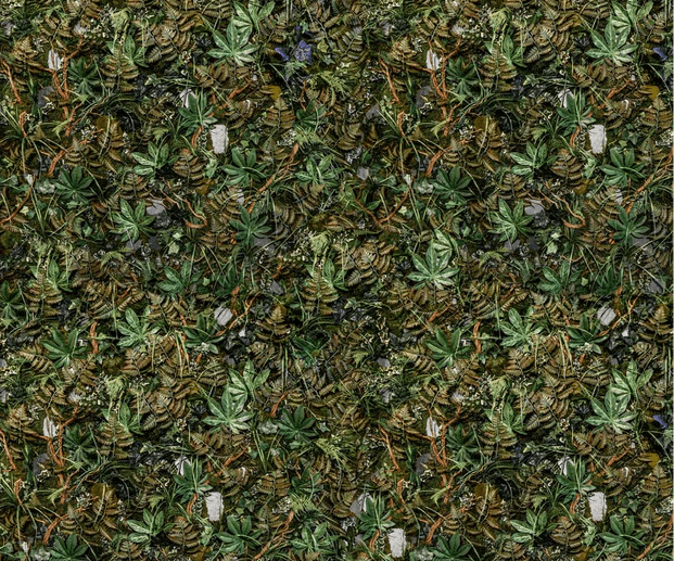 Papier peint panoramique trompe l'oeil mur végétal