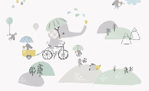 Tapete für das Babyzimmer Elefant auf dem Fahrrad