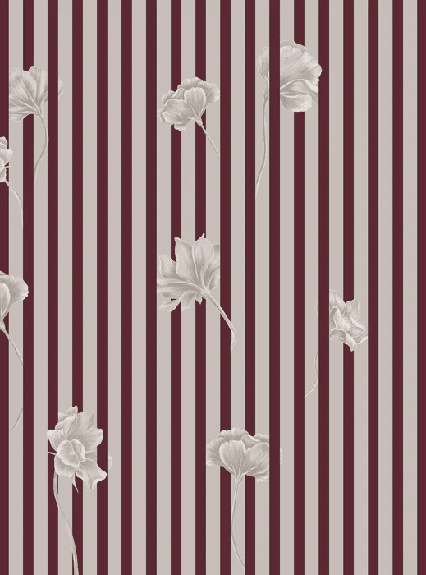 Carta da parati a righe floreali - Muralconcept