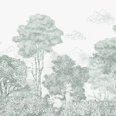 Papier peint panoramique Forêts et Monts vert - Muralconcept