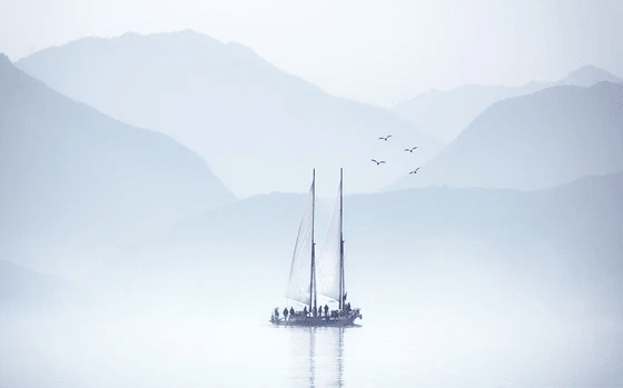 Papier peint lac Annecy navigation - Muralconcept