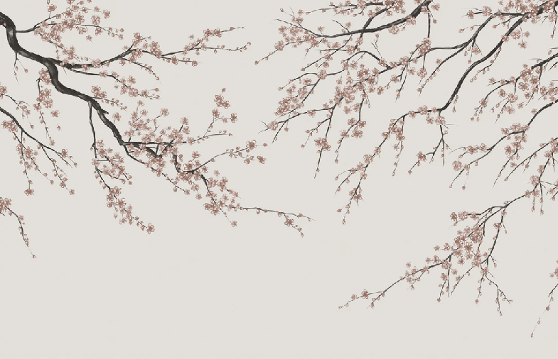 Papier peint panoramique Sakura beige, XXL, tendance