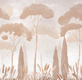 Papier peint sépia cyprès pins