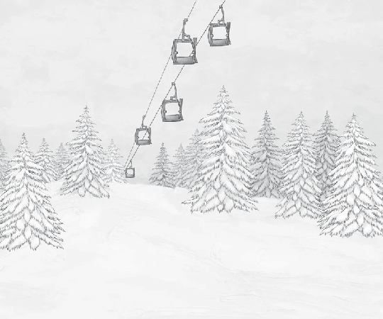 Papier peint montagne télécabine noir & blanc - Muralconcept