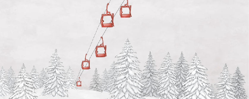 Carta da parati montagna cabinovia rossa