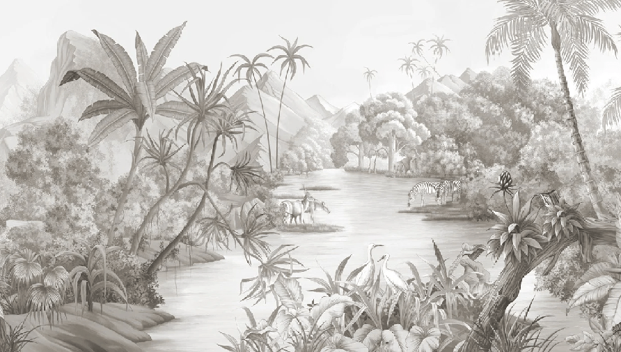 Papier peint panoramique jungle pittoresque