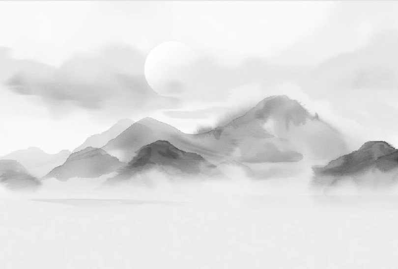 Carta da parati montagne velate – Bagliore seppia