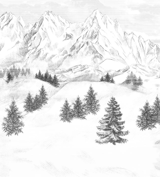 Carta da parati con le cime delle montagne di Chamonix