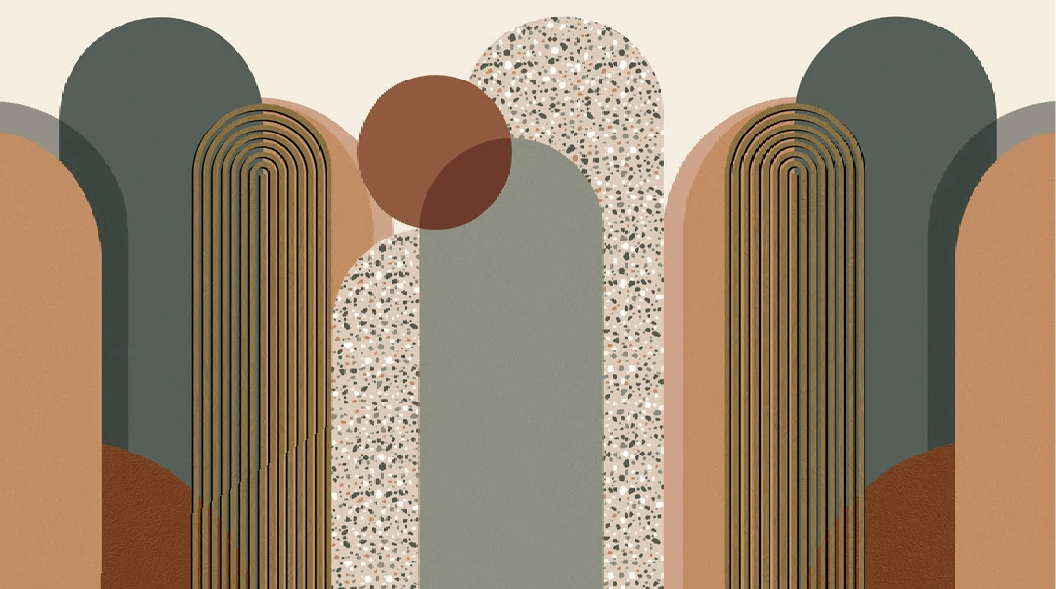 Carta da parati Art Déco grafica di tendenza