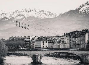 Papier peint Grenoble Bastille noir et blanc
