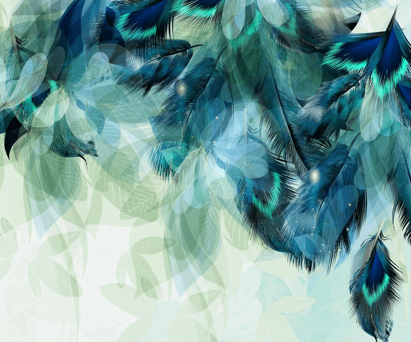 Papier Peint Plume Ethnique Paon - Muralconcept