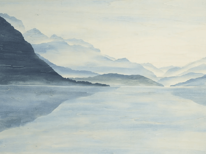 Papier Peint Vue Grand Albigny | Les Bleus du Lac® - Muralconcept