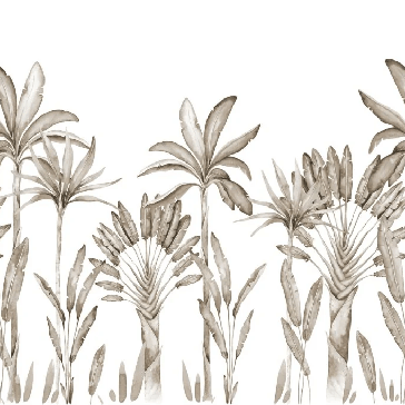 papier peint panoramique Palmier Sépia Aquarelle