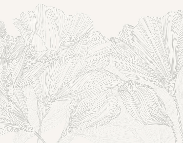 Panoramic wallpaper grey and white waltz of flowers - Muralconcept