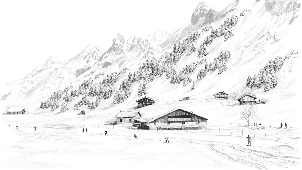 Papier peint Clusaz ski fond montagne Confins, XXL, tendance