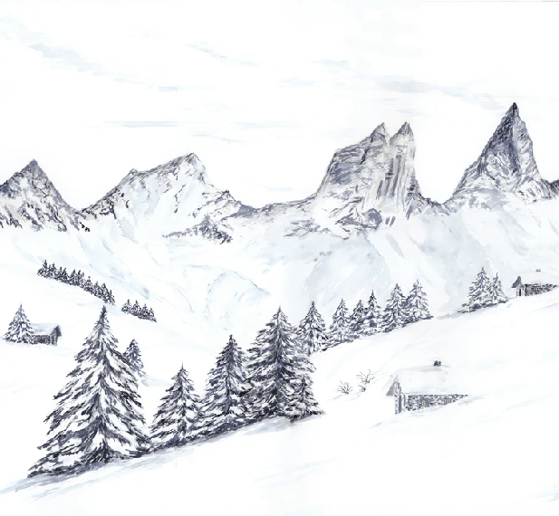 Papier peint aquarelle d’un rêve Alpin