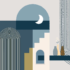 Papier peint arche bleu graphique