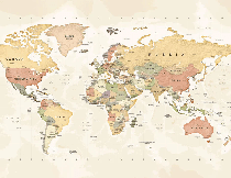 Papier peint panoramique carte du monde exploration, XXL, tendance