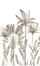 papier peint panoramique Palmier Sépia Aquarelle