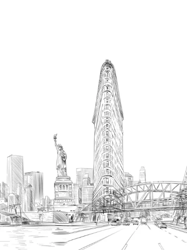 Architectural wallpaper New York - Muralconcept