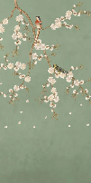 Papier peint sakura zen vert