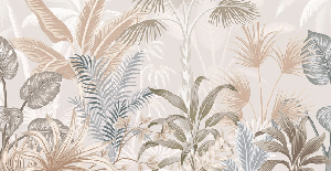 Papier peint panoramique jungle terracotta