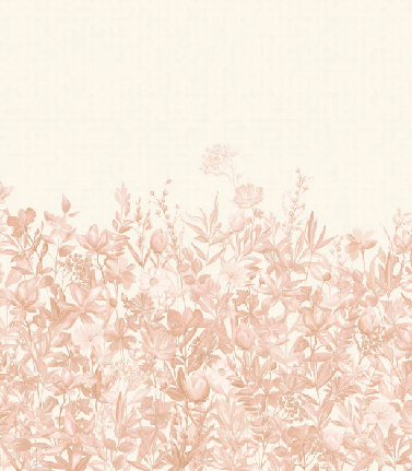 Papier peint fleurs au pinceau sépia - Muralconcept